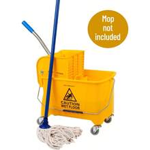 Mop Bucket With Wringer 22 Qt 5.5 Gallon Floor Cleaning Handle Wheels 16.25L X 10.75W X 24.5H Yellow - Màu vàng - Xem 2
