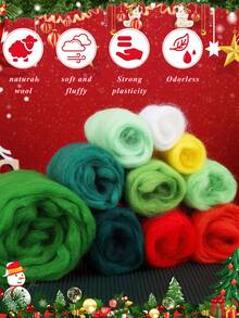 1 Set Christmas Needle Felting Kit, Beginners Wool Felting Kit Adult, Christmas Deer, Christmas Tree,Complete Needles Felting Tools And Supplies With Wool Roving, Felting Needles, Pad, Instruction