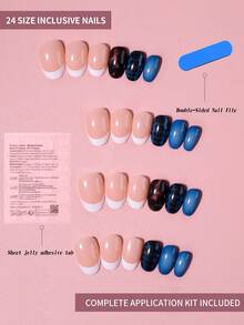 Bộ 24 móng tay giả hình bầu dục in họa tiết da báo và đầu móng màu trắng kiểu Pháp, với họa tiết da báo và màu xanh nhạt, phong cách ngọt ngào và sang trọng kiểu Âu/Mỹ, bộ móng giả acrylic vừa vặn hoàn hảo, bao gồm 1 lọ sơn gel và 1 dũa móng, phù hợp cho phụ nữ và các cô gái sử dụng hàng ngày, khi đi du lịch và dự tiệc. - Nhiều màu - Xem 3