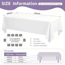 10 Packs Of White Rectangular Tablecloths 60x102 Inches, Washable And Reusable, Polyester Fabric Is Suitable For Weddings, Parties, Banquets, Christmas, Halloween Decorations