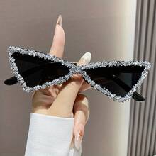 Fashion Triangle Rhinestone Sunglasses Fashion Sunglasses For Women Irregular Hip-Hop Sunshade Glasses - Màu vàng - Xem 11