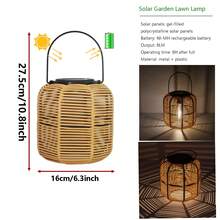 1pc Solar Powered Metal Woven Solar Lantern, Handwoven Rattan Cage Design Emits Warm Light And Casts Beautiful Shadows, And Decorative. Suitable For Christmas, Thanksgiving, Birthday Parties, Garden Parties, Outdoor Gatherings, For Patio, Garden, Backyard, Camping, And Can Be Used As A Decorative Hanging Piece In Spring And Summer.