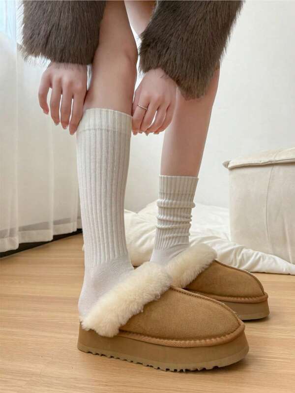 Para damskich skarpet z długim włosiem, w tym skarpetki do ud, skarpetki do połowy łydki, gładkie skarpetki do łydki i luźne skarpetki. Proste i odpowiednie na każdą porę roku, idealne do noszenia na co dzień.