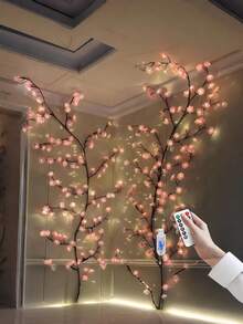 1pc 72/96/144 LED Artificial Cherry Blossom Tree Branch Light, Christmas Decoration Light, Artificial Flower Decor Light, DIY Decoration Light, Suitable For Various Party Decorations. USB Powered Artificial Plant Tree Branch Willow Twig Light, For Home Indoor Wall Bedroom Living Room Decor, Bendable Willow Branch Light, 8 Modes Vine Decor Night Light, Suitable For Indoor Ambiance, Parties, Holidays And Gift Ideas - Multicolor - View 3