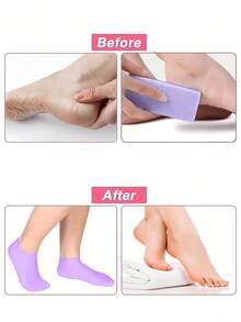 2/1 Paio di calzini idratanti in silicone, calzini in silicone morbidi, calzini SPA antiscivolo in gel per ammorbidire i piedi e la pelle screpolata, calzini SPA per pedicure per la cura dei piedi delle donne dopo la pedicure