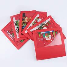 6pcs/12pcs Transparent Window Cookie & Candy Packaging Boxes, Wholesale Christmas Gift Boxes - Red - View 5