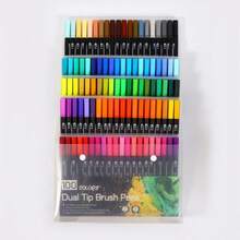 120 PCS Dual Markers Brush Pen Fine Double Tip Point Art Marker For Adult Coloring Hand Lettering Writing Planner Journal Note Calligraphy Drawing Art Craft School Supplied