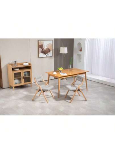 HOMEFUN Folding Chairs Cushion, Wooden Padded Pack, Portable Assembled Dining Stoel Guests Kitchen Office Wedding Grijs