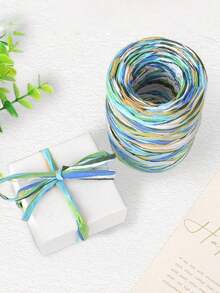 1 Roll Raffia Paper Ribbon, Colorful Gift Wrapping Ribbon, Suitable For Birthday Party, Christmas Celebration, DIY Crafts, Gift Packaging, Holiday Gifts, Floral Arrangement, Macrame - Multicolor - View 7