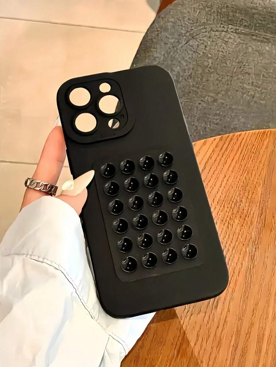 极简黑色TPU吸盘时尚手机壳 1个装 黑色亲肤全包防摔TPU极简手机保护壳 兼容 11 12 13 14 15 16 17 Pro Max，A55/54/53/52/51，S25/24/23/22/21系列 春季礼物派对