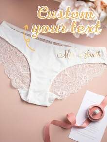 Personalized Lace Gift, Name Personalized Charm Briefs, Customized Couple Gift, Bridal Briefs, Lace Wedding Lingerie, Bridal Shower Gift, Bachelorette Party Gift, Personalized Honeymoon Christmas Gift, Fun Custom, Personalized, Unique, Customized Find