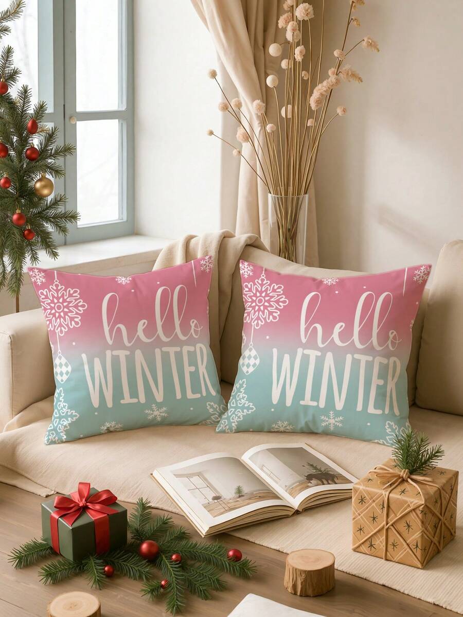 2 Stück Milchshake Lebkuchenmännchen Weihnachten Kissenbezüge mit Stickerei-Imitation, Heimdekoration für Sofa, Wohnzimmer, Schlafzimmer, Bett, Couch, Stuhl (ohne Kissenfüllung)