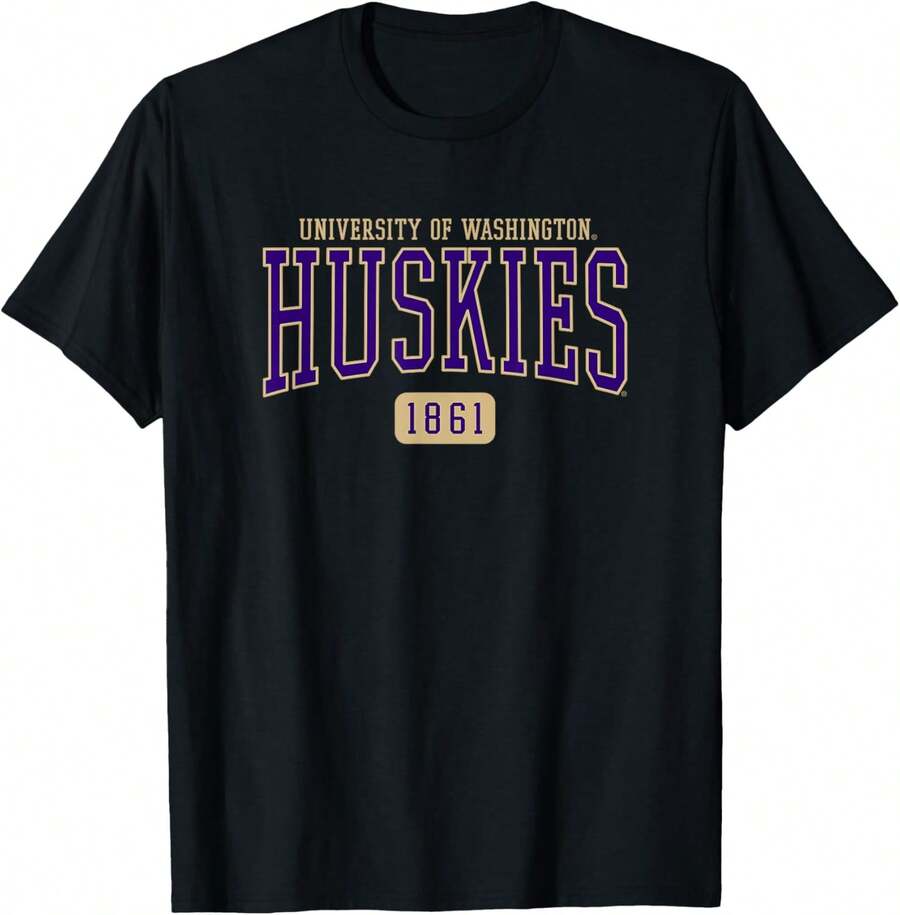 University Of Washington Huskies Est. Date T-Shirt - Black - View 1