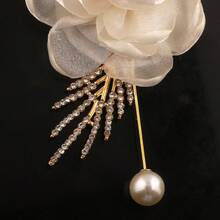 1 Stück elegante Tüll Rose Boutonniere für Bräutigam, Brautjungfer, Braut, Hochzeit, Kirche, Party, Valentinstag