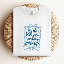 180g pure Cotton Comfort Let Me Tell You About My Jesus Shirt, Christian Coquette T Shirt, Boho Bible Shirt, Floral Christian Shirt, Religious Mom Gift women fashion Top For Everyday Wear Versatile Women Top Graphic Tees Comfortable Summer Unisex Breathable - Blanco - Ver 3