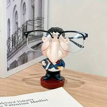 1 件可爱教师眼镜架 - 具有富有表现力的眼睛和鼻子，底座稳定，桌面收纳盒，适用于家庭办公室、眼镜店装饰展示，无需电力，完美的礼物，幽默卡通设计，教室或房间装饰艺术雕塑手工细节，圣诞节、万圣节、秋季系列小雕像的新奇配件 - 彩色 - 查看 9