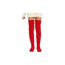 Women's Knit Thigh High Socks Leg Warmers Long Over Knee High Boot Stockings - Red - View 2