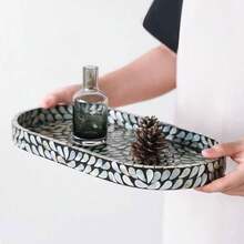 1pc Black Mother Of Pearl Tray, Modern Handmade Shell Catchall Dish, Coated With Melted Paint - Suitable For Christmas, Halloween, Thanksgiving, Valentine's Day And Other Occasions - Black - View 10