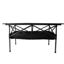 Folding Portable Camping Table Roll-up Table with Storage for Backyard Beach BBQ.Mesa de Camping Plegable Portátil - Diseño Ligero con Enrollado de Hierro y Cubierta de Tela Duradera para Picnic al Aire Libre, Barbacoas y Acampadas, Accesorio para Barbecue | Mesa Utilitaria Plegable | Estructura de Hierro Duradero, Accesorios de Camping - Negro - Ver 3
