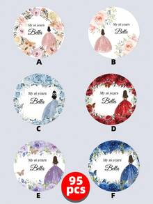1-100PCS Customized Colorful Crown Birthday Stickers, Personalized Text Wedding Circular Stickers, Custom Adult Gift Labels, Butterfly And Floral Pattern Decoration Labels For Wedding Parties - White - View 41