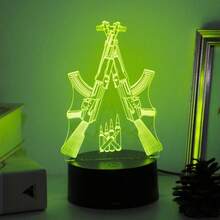 1 pieza Luz de noche en forma de pistola 3D, lámpara de control táctil visual de 7 colores, regalo creativo, luz de noche colorida, alimentada por USB, adecuada para sala de juegos, fiesta de Navidad, fiesta de cumpleaños, dormitorio, decoración de escritorio, regalo - Multicolor - Ver 5