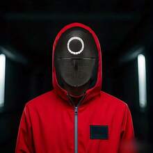 أقنعة تنكرية، قناع كوستيوم للبالغين مقاس واحد، قناع لعبة البقاء على قيد الحياة الكرتونية، شبكة سوداء، مثلث، مربع، دائرة، مناسبة للعب الأدوار والحفلات والأعياد، للسيدات والرجال