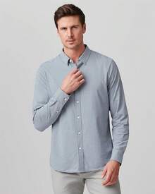 Men's Commuter Shirt, Performance Dress Shirts For Men, Machine Washable, Wrinkle Resistant, Slim Fit Button Down Shirthalloween - Navy Check - View 5