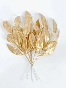 12pcs Christmas Decorative Flowers - Artificial Pine Branches With Golden Flowers, For DIY Wreaths/Vase Filler, Home Christmas Decor, Christmas Tree Decoration, Crafts, Artificial Christmas Branches For Indoor/Outdoor Vase, Home Decor, Artificial Plants, Artificial Flowers, Valentine's Day Gifts, Home Decor, Small Gifts Christmas Decorations Room Decor