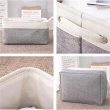LOONGSUEN 3Pack Collapsible Fabric Storage Baskets 40x33x25cm Rectangular Organizer Bins For Shelves Closets Nursery Home Office And Gift Storage White And Grey