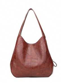 Dedoo Túi xách đeo vai kiểu xô dành cho nữ, túi tote thời trang tối giản dung tích lớn, túi đeo vai bằng da giả mềm mại, túi xách có khóa kéo. - màu nâu - Xem 4