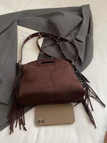 Sac bandoulière vintage mode , sac à bandoulière style bohème, sac carré à franges, rivets et décorations, sac messager décontracté pour les voyages et le quotidien, sacoche de travail portable pour les affaires, petit sac à main à franges