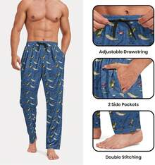 Mens Pajama Pants, Soft Lounge Sleep Pants With Pockets Lightweight Long Pajama Bottoms For Menhalloween - Shark - View 5