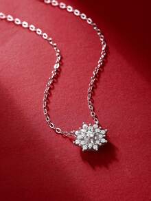 925 Sterling Silver Moissanite Pendant Necklace, Hypoallergenic, Elegant Gift For Women, Suitable For Mother's Day, Valentine's Day, Engagement, Wedding, Birthday, Anniversary, Formal Occasions