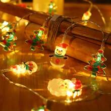 1 pieza 10/20/40 LED Luces de Navidad para niños, luces de hadas, con diseños de muñeco de nieve, Papá Noel, árbol de Navidad, a pilas, adecuadas para Navidad, vacaciones, Acción de Gracias, Año Nuevo, hogar, fiesta, interior, alféizar de la ventana, chimenea, guardería, decoración de dormitorio y regalos de Navidad (baterías no incluidas)