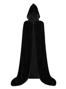 1 chiếc áo choàng trùm đầu màu đen dành cho người lớn Unisex dùng để biểu diễn trong tiệc Halloween, hóa trang thành phù thủy, ma cà rồng, yêu tinh, thích hợp cho nhiều lễ hội và bữa tiệc khác nhau, áo choàng vải nhung dài 1,7m - Áo choàng nhung vàng đen - Xem 3