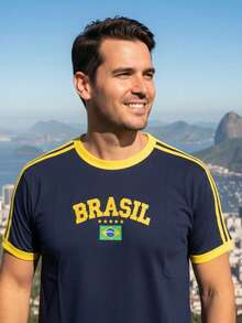 Brazil Shirt Embroidered Without State - World Cup Fan - Without State - Navy Blue - View 7