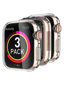 3 buc folie de protecție pentru ecran TPU, compatibilă cu seriile 9/8/7/SE/6/5/4/3/2, dimensiuni 45/44/42/41/40/38 mm, potrivită pentru accesorii pentru ceasuri inteligente din seria 9/8/7/SE/6/5/4 - Transparent + Transparent + Transparent - Vizualizare 9