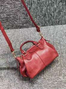 Fashionable Retro Tote Bag, Minimalist Women's Handbag With Large Capacity, Soft Leather Versatile Small Bag, Shoulder Crossbody Bag - Burgundy - View 5