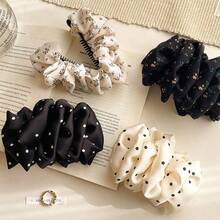 4-Jahreszeiten Universal Hochwertige gefaltete Blumen Banana Clip mit Blasen, Polka Dot Haarclip, Vintage Schmetterling Atmosphäre Haarclip, Haaraccessoire mit sichtbarem Haarvolumen, Klammern