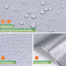 Waterproof Tarpaulin, 180 G/M² PE Protective Tarpaulin With Eyelets, UV-Stable, Tear-Resistant Truck Tarpaulin, Multi-Purpose Cover For Garden Furniture, Wood, Pool, Trampoline, Car, Outdoor Canopy, Heavy-Duty Tarpaulin, Boat Tent Shade Canopy Cover, For Car, Boat, Roof, Camping - 銀色+綠色 - 查看 6