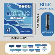 12 Colors Acrylic Markers Soft Brush Tip Professional Color Series For Halloween Painting Drawing Egg Stone Cup Art Supplies. - one-size - View 15