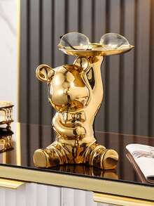 Keychain Bowl Tray Bear Statue Ceramic Key Holder Candy Dish Tray For Keys Lipsticks Candy Jewelry And Small Objects Creativity Piggy Bank Animal Sculpture Home Decor Or Office Living Room Bedroom Accessory Gifts For Men And Women Desk Essential Accessories - Multicolor - View 6