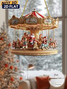 1 pachet de decor agățat cu carusel Moș Crăciun din acrilic glamuros, captator de soare de Crăciun montabil pe perete, decor versatil pentru dormitor, sufragerie, cadou festiv pentru prieteni, familie și cupluri