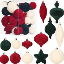30pcs Christmas Balls In Various Shapes, Velvet Christmas Ball Set, Christmas Tree Ornaments, Window Hangings - Kami Rice Dumplings - View 5
