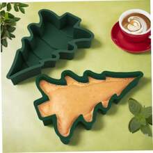 2Pcs Christmas Silicone Molds 3D Green Christmas Tree Molds Flexible Easy Release Tree Baking NonStick Baking Bakeware Tray for Cake Chocolate Soap - Verde - Ver 7