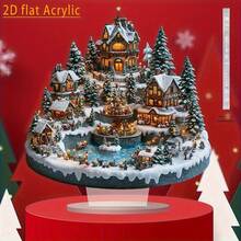 Acrylic Christmas Village Desktop Decor - Charming Holiday Ornament Suitable For Home, Cafe, Office Desk And Bedroom