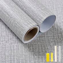 GALASALA 40 * 500CM Papel Tapiz para Pared Recamara Patrón de Tela, Papel Tapiz Autoadherible, Tapiz para Pared Decorativo Vinilo Adhesivo PVC, Antiincrustante Resistente al Agua, Gris Claro - Gris Claro - Ver 2