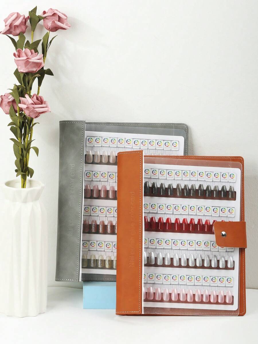 Magnetic Nail Color Display Book, 48/96/144 Colors Optional Set, Detachable Loose-Leaf Color Test Board, Optional Inner Pages And Nail Sticker Accessories, High-End Transparent PVC Cover, Suitable For Nail Salons And Nail Artists To Carry