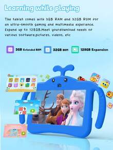 Relndoo Máy tính bảng Android 7 inch dành cho trẻ em, bộ xử lý lõi tứ/RAM 3GB/Bộ nhớ trong 32GB/WiFi/Màn hình IPS 1024x600/GMS/Kiểm soát của phụ huynh/Pin 3000mAh/Camera kép, kèm vỏ bảo vệ chống sốc, dùng cho giáo dục và chơi game (Không bao gồm bộ sạc) - Màu xanh dương - Màu xanh lam - Xem 5