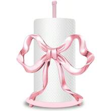 - Soporte de toalla de papel con lazo rosa bonito para decoracin de cocina, accesorios de decoracin de cocina, soporte de metal para coqueta, hogar, bao, encimera - Rosa - Ver 2